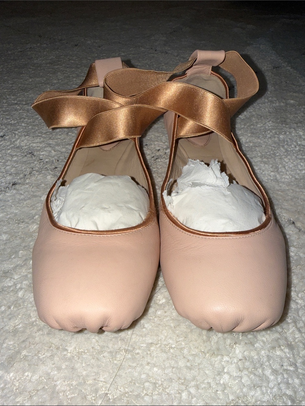 Chloe Girls Ballet Flats in Blush with Satin Cross Straps